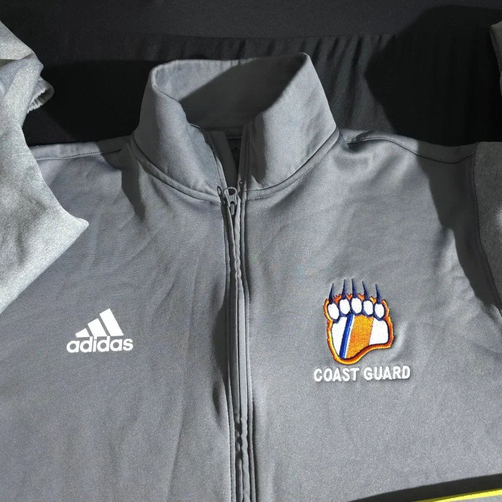 Adidas Coast Guard Academy Pullover Men L Grey 1/4 Zip Fleece Pouch 15582